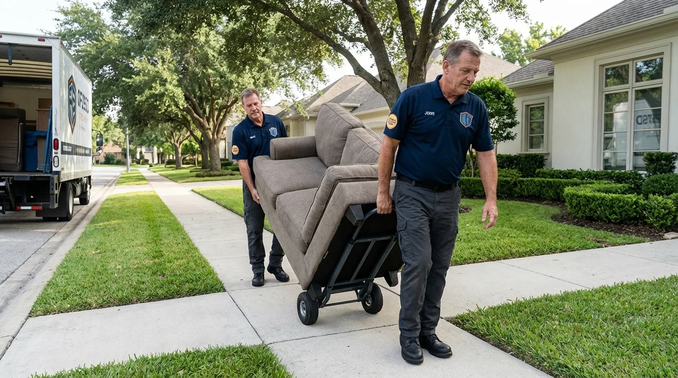 Local residential moving crew loading furniture in South Bound Brook, NJ