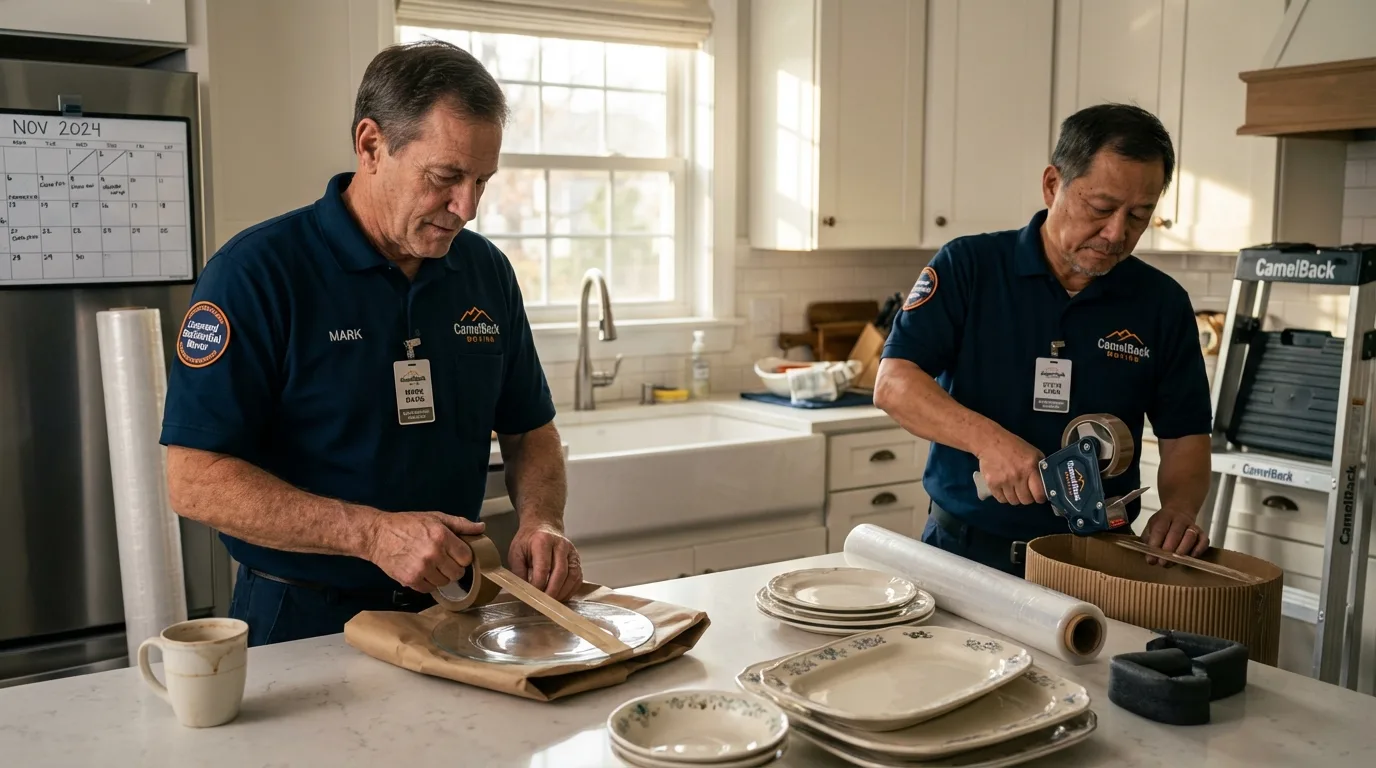 Professional crew packing kitchen dishware in South Bound Brook, NJ